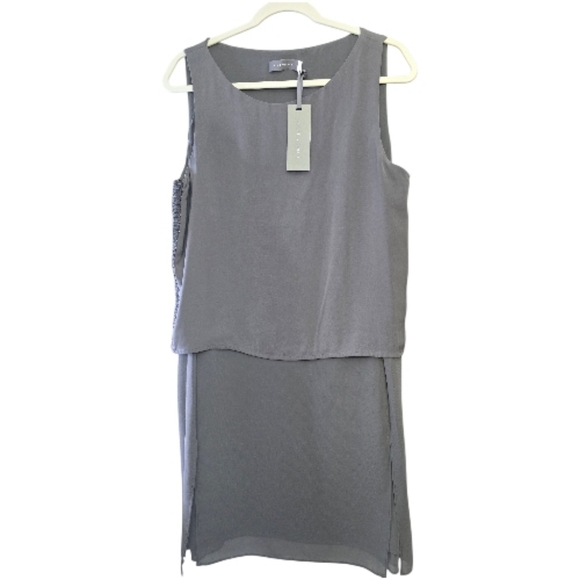 Mint Velvet Elegant Gray Sleeveless Layered Dress, Size 14, NWT - Picture 2 of 7